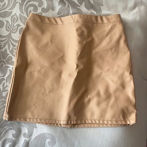CAMEL LEATHER MINI SKIRT